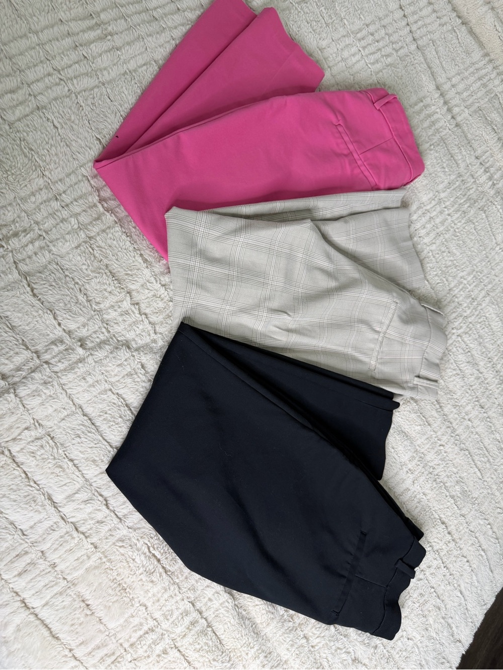 H&M Straight Leg Pants Trio - Pink, Cream Plaid & Black